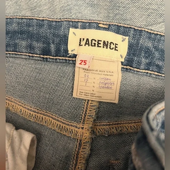 L'AGENCE High Line High Rise Skinny Distressed Frayed raw-cut cuffs Jeans 25 - Picture 9 of 11